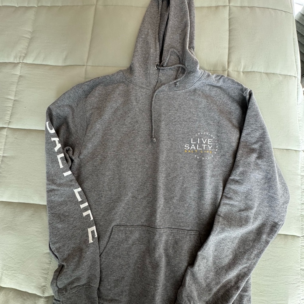 Salt Life Heather Gray Hoodie with White Logo